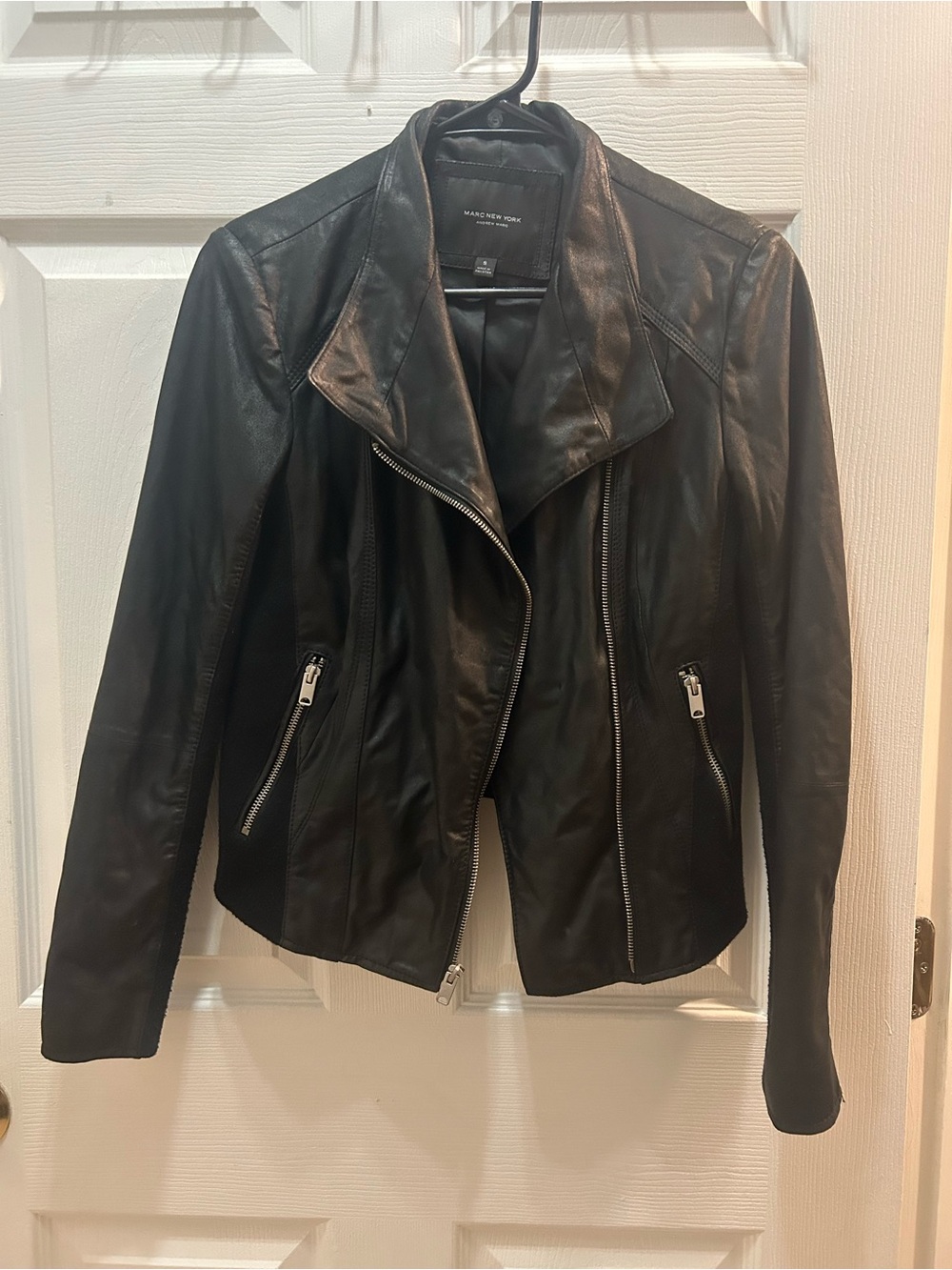 Marc New York Black Leather Asymmetrical Moto Jacket - Picture 1 of 3